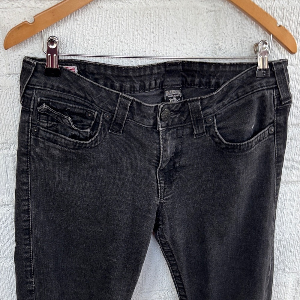 True Religion Billy Black Mid Rise Y2K 90s Horseshoe Denim Jeans sz 32 - Picture 7 of 11